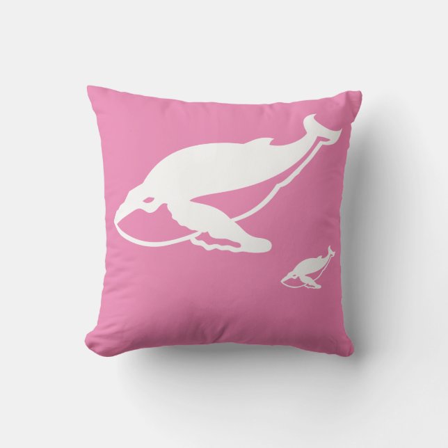 white whales  on pink pillow (Front)
