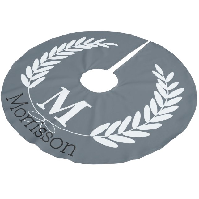 White Wheat Laurels - Personalised Brushed Polyester Tree Skirt (Angled)