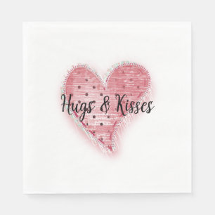 White Whimsical Pink Dotted Heart Napkin