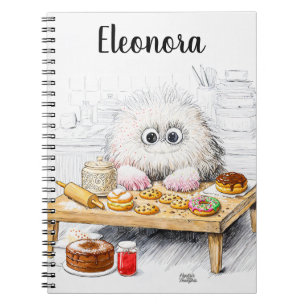 White whimsical sugar monster design notes notebook