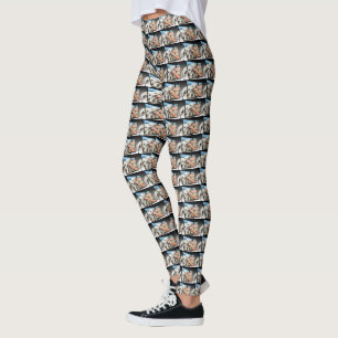 White Whippet Dog Dimensional Art,     Leggings