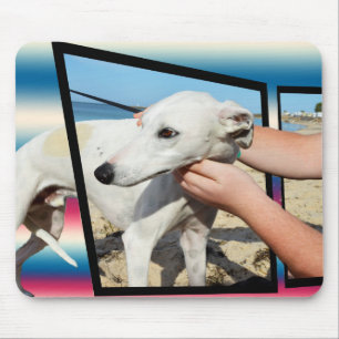 White Whippet Dog Dimensional Art, Mouse Mat