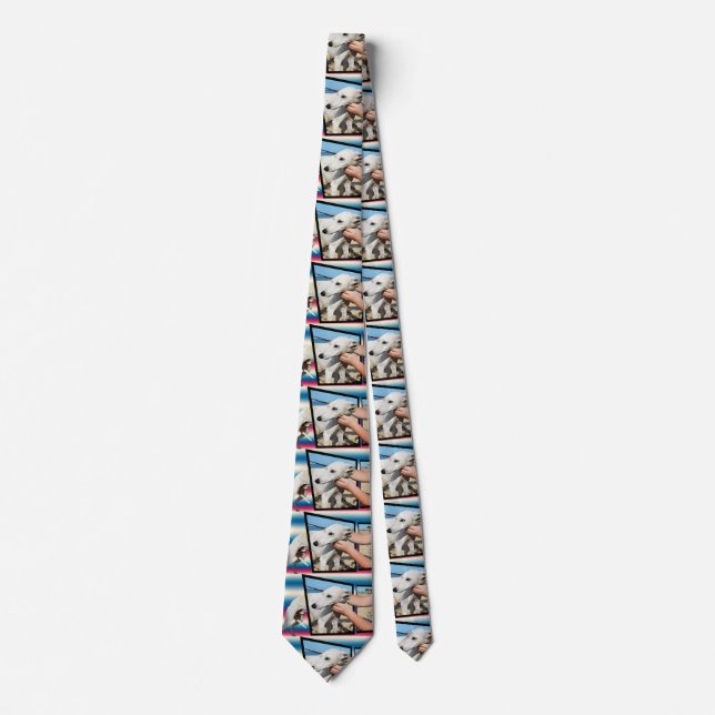 White Whippet Dog Dimensional Art, Tie (Front)