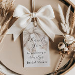 White White Bow Bridal Shower Thank You Gift Tags<br><div class="desc">Simple, elegant, and so feminine, this Bridal Shower favour or gift tag design has a large watercolor ivory white bow angled to one side adding a touch of charm. An elegant text template with handwritten script and serif fonts is included to personalise with the guest of honour's name and your...</div>
