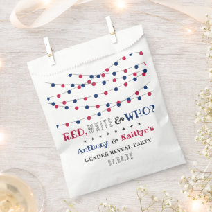 White & Who? 4th Of July Gender Reveal Party Favour Bags