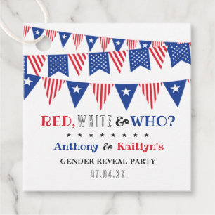 White & Who? 4th Of July Gender Reveal Party Favour Tags