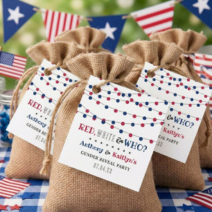 White & Who? 4th Of July Gender Reveal Party Favour Tags