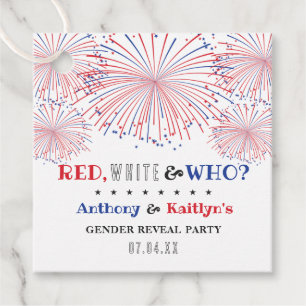 White & Who? 4th Of July Gender Reveal Party Favour Tags