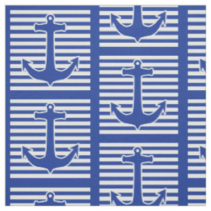 White Wide Stripes & Anchor blue + your backgr. Fabric
