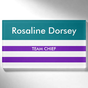 White wide Stripes + your backgr. & ideas Name Tag