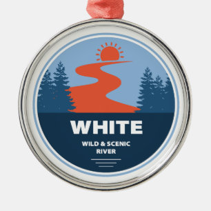 White Wild and Scenic River Oregon Metal Tree Decoration