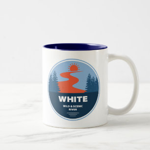 White Wild and Scenic River Oregon Two-Tone Coffee Mug
