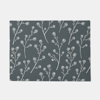 White Wild flower pattern Doormat
