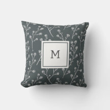 White Wild flower pattern monogram