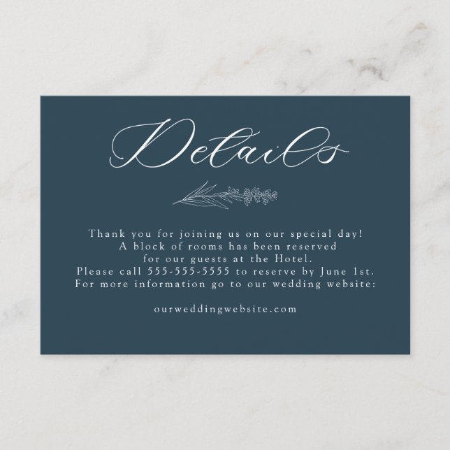 White Wild Flowers | Boho Chic Wedding Details Enclosure Card (Front)
