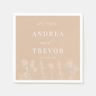 White Wild Flowers Boho Chic Wedding Napkin