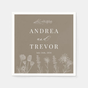 White Wild Flowers   Boho Chic Wedding Napkin