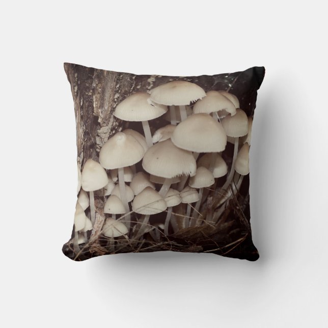 White Wild Mushroom Cluster  Cushion (Front)