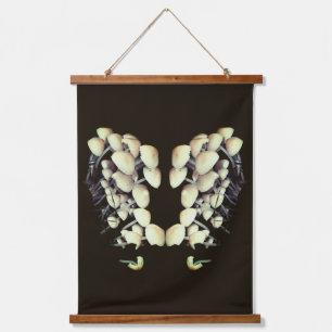 White Wild Mushrooms Nature Abstract Hanging Tapestry