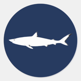 white wild shark classic round sticker