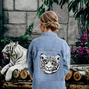 White Wild Tiger Denim Jacket