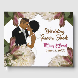 White Wildflower African American Guest Book