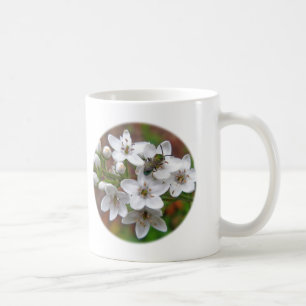 White Wildflower & Bee Fly Coffee Mug