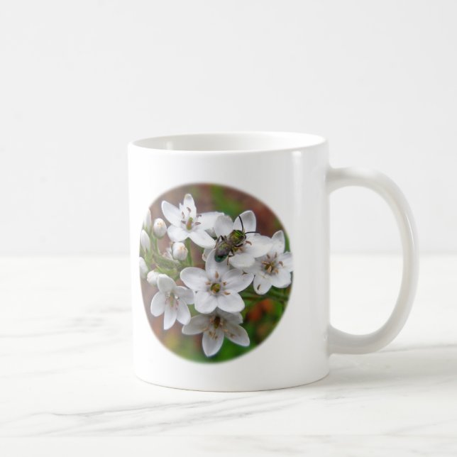White Wildflower & Bee Fly Coffee Mug (Right)