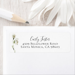 White Wildflower Botanical Return Address