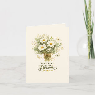 White Wildflower Bouquet Botanical note card