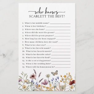 White Wildflower Bridal Shower Game