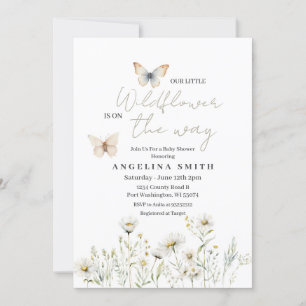 White Wildflower Floral Baby Shower  Invitation