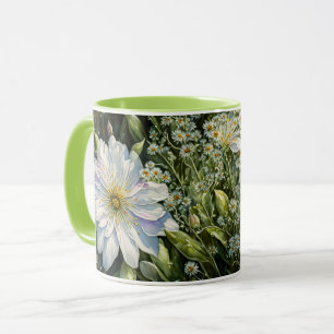 White Wildflower Garden Art Cup Mug