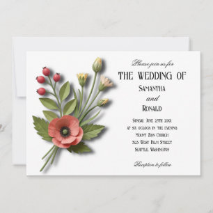 White Wildflower Garden Wedding Invitation