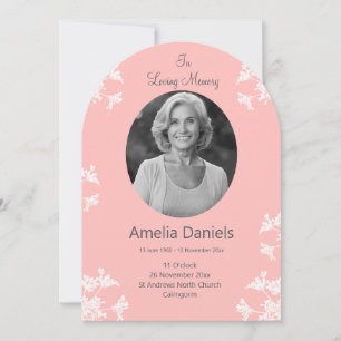 White wildflower In loving Memory Funeral Card