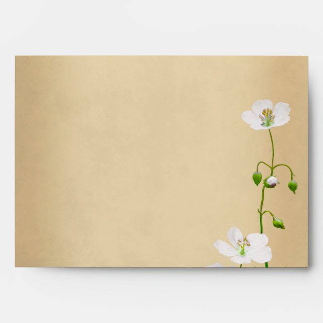 White Wildflowers on Beige Wedding Envelope (Front)