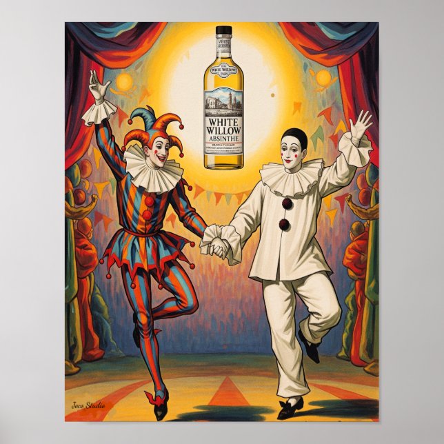 White Willow Absinthe Pierrot Jester Poster (Front)