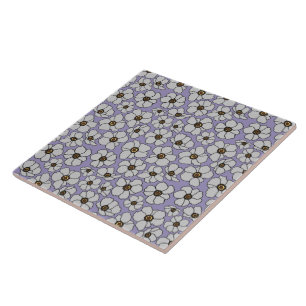 White Windflowers On Lavender  Tile