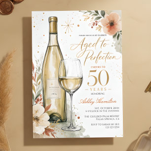 White Wine Aged to Perfection 50th Birthday Invitation