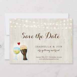 White Wine & Beer Toast Save the Date Announcement