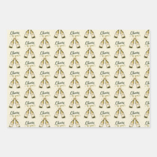White Wine Bottle Birthday Wrapping Paper