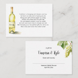 White Wine Bottle display bridal shower tag  Enclosure Card