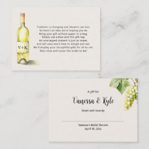 White Wine Bottle display bridal shower tag Enclosure Card
