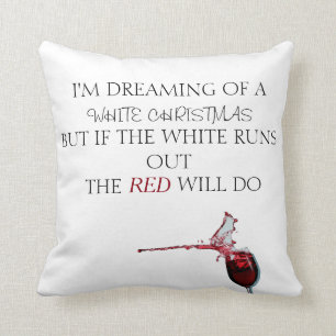 "White Wine Christmas" Comical Christmas Throw Cushion