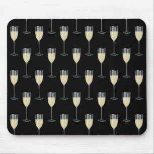 White Wine Glass on Black Mouse Mat