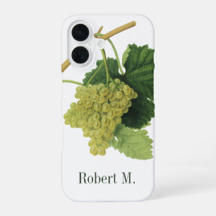 White Wine Grapes on the Vine, Vintage Food Fruit iPhone 16 Case