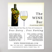 White Wine & Grapes, Wine Bar/Winery Advertising
