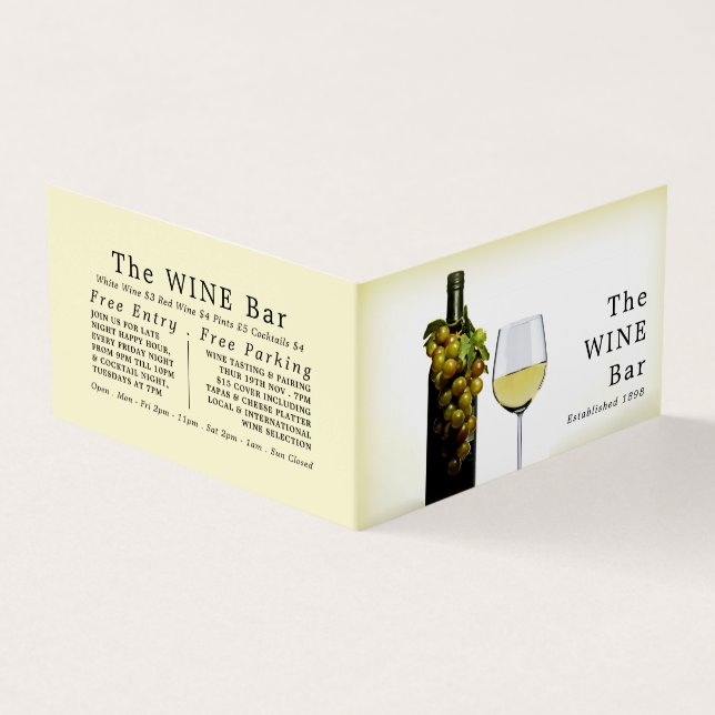 White Wine & Grapes, Wine Bar/Winery, Detailed Business Card (Outside)