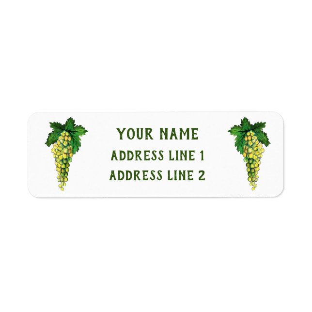 White Wine Green Grapes Custom Address Labels (Front)