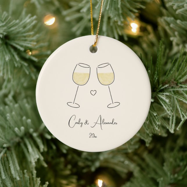 White Wine Married Engaged Anniversary Couple Ceramic Tree Decoration (Tree)